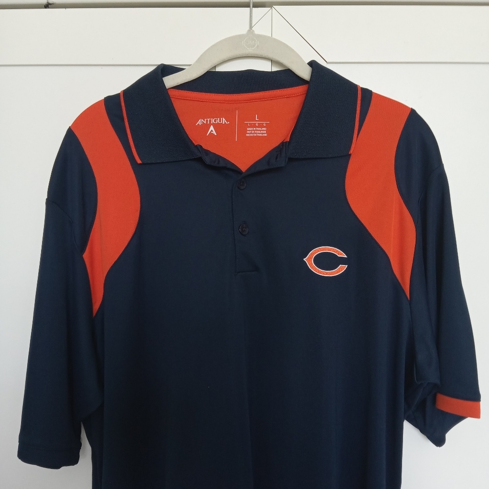 Antigua Chicago Bears Blue Performance Polo Shirt Size L EUC